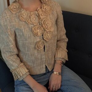 Elegant Beige Floral Women's Top